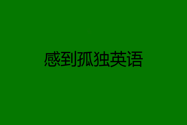 感到孤独英语