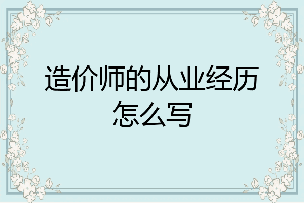 造价师的从业经历怎么写