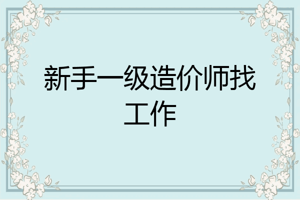 新手一级造价师找工作