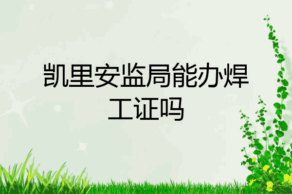 凯里安监局能办焊工证吗