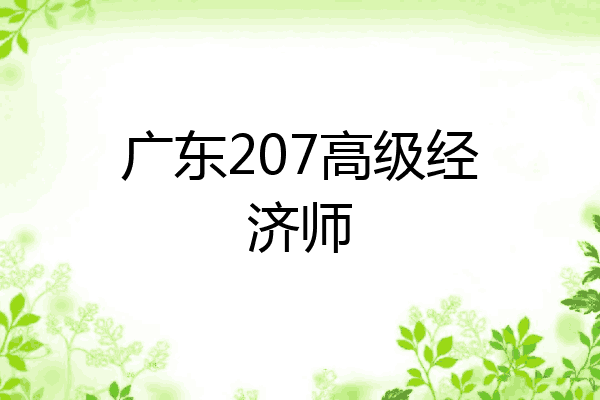 广东207高级经济师