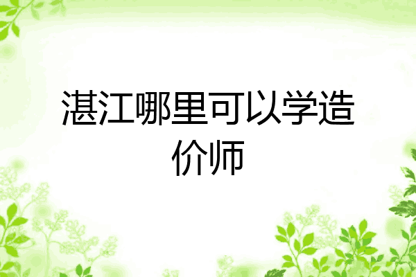 湛江哪里可以学造价师