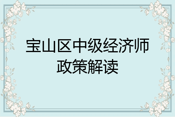 宝山区中级经济师政策解读