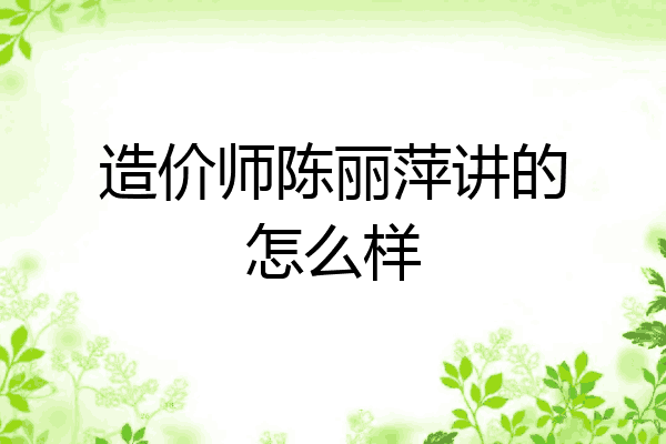 造价师陈丽萍讲的怎么样