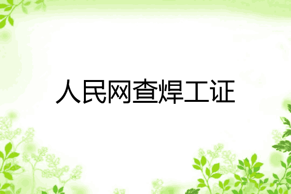 人民网查焊工证