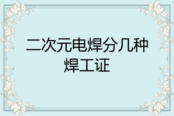 二次元电焊分几种焊工证