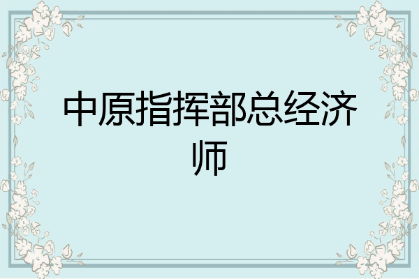 中原指挥部总经济师