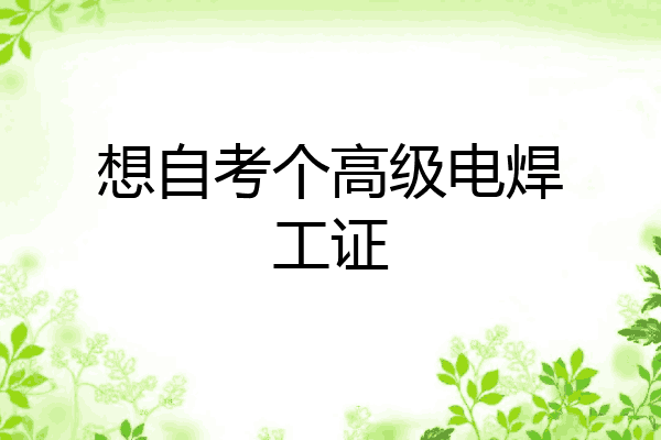 想自考个高级电焊工证