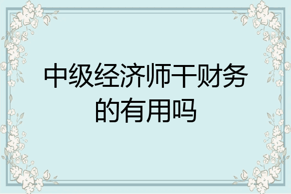 中级经济师干财务的有用吗