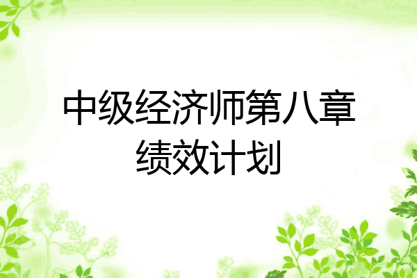 中级经济师第八章绩效计划
