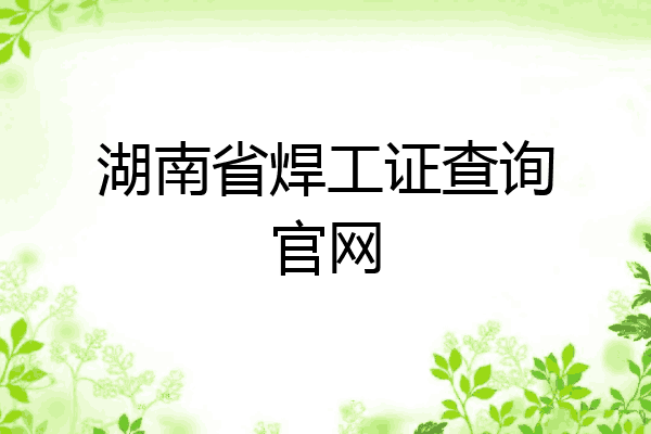 湖南省焊工证查询官网