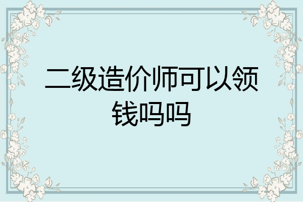 二级造价师可以领钱吗吗