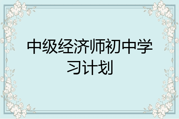 中级经济师初中学习计划