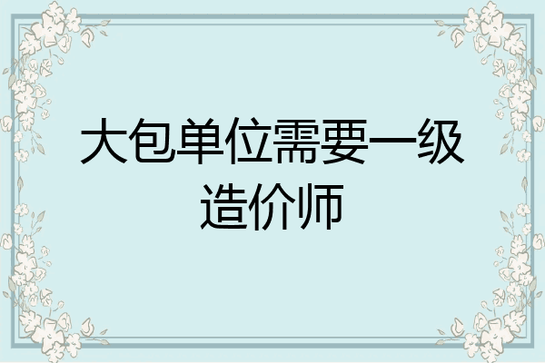 大包单位需要一级造价师