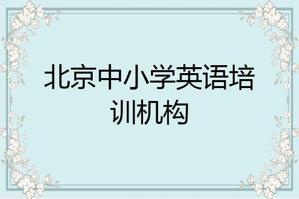 北京中小学英语培训机构