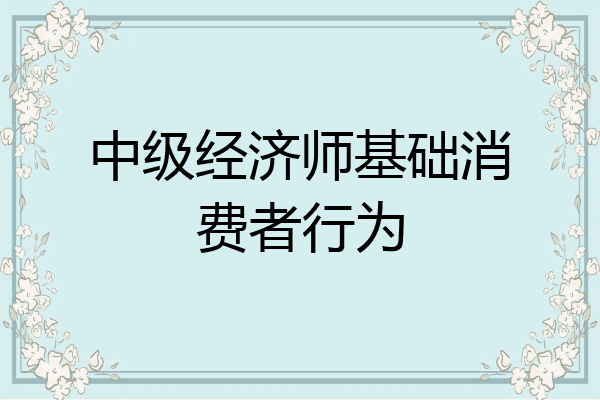 中级经济师基础消费者行为
