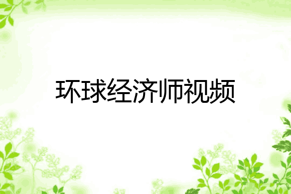 环球经济师视频