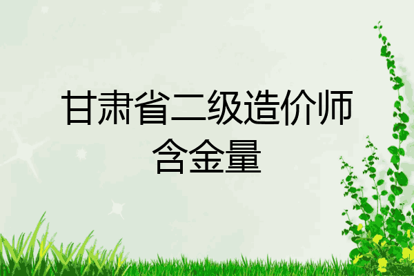 甘肃省二级造价师含金量