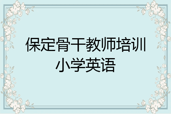 保定骨干教师培训小学英语