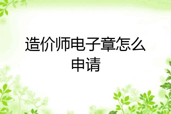 造价师电子章怎么申请