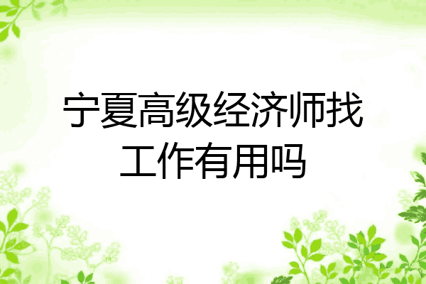 宁夏高级经济师找工作有用吗