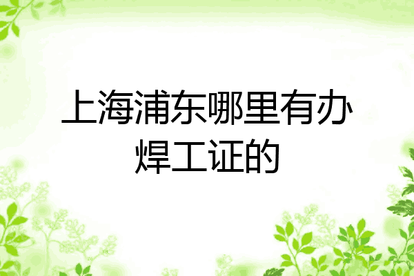 上海浦东哪里有办焊工证的