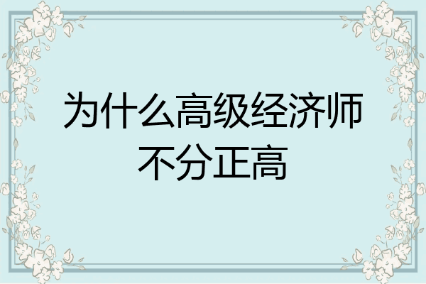 为什么高级经济师不分正高