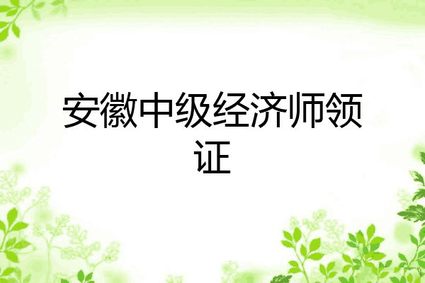 安徽中级经济师领证