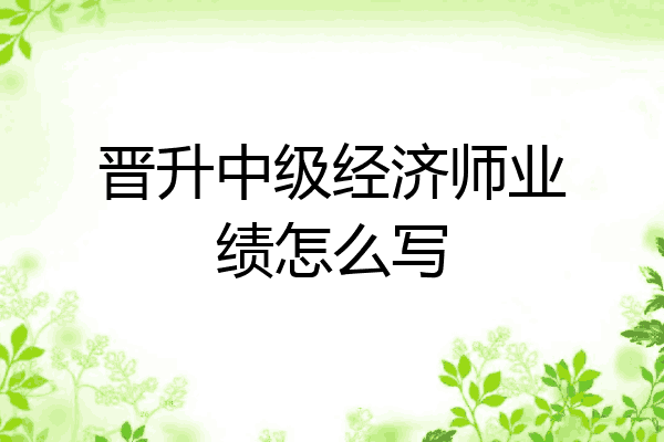 晋升中级经济师业绩怎么写