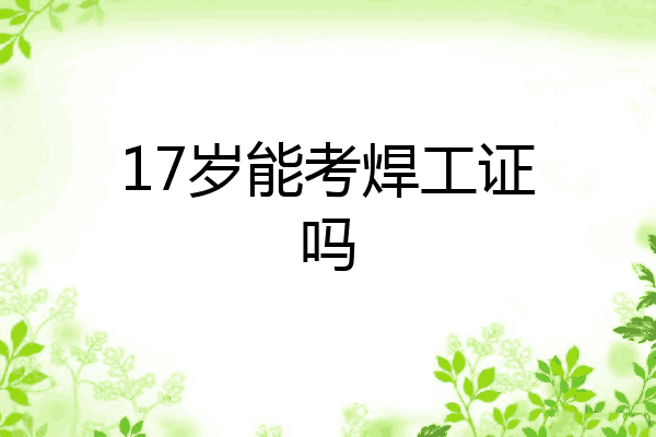 17岁能考焊工证吗