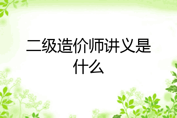 二级造价师讲义是什么