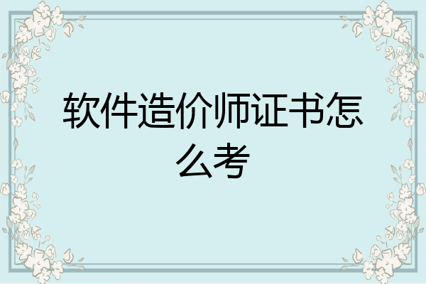 软件造价师证书怎么考
