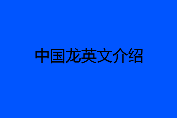 中国龙英文介绍