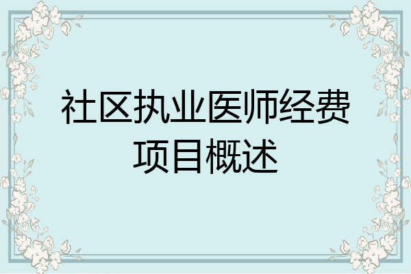 社区执业医师经费项目概述