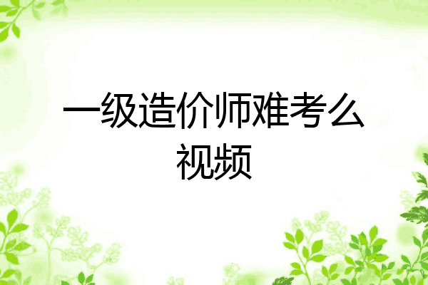 一级造价师难考么视频