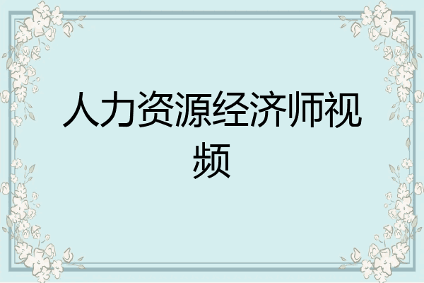 人力资源经济师视频