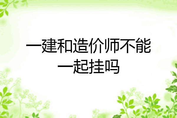一建和造价师不能一起挂吗