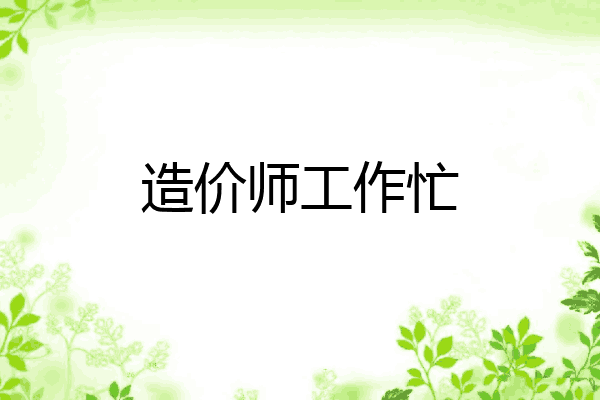 造价师工作忙