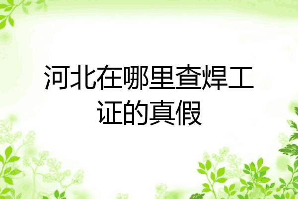 河北在哪里查焊工证的真假