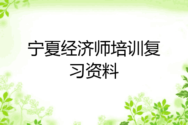 宁夏经济师培训复习资料