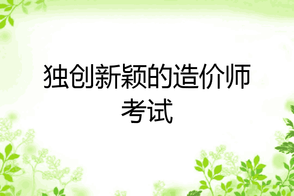 独创新颖的造价师考试