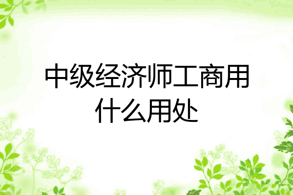 中级经济师工商用什么用处