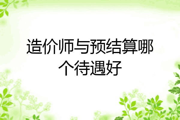 造价师与预结算哪个待遇好