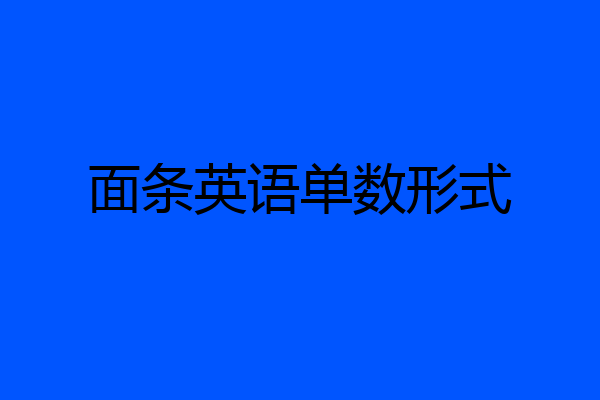 面条英语单数形式