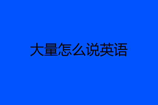 大量怎么说英语