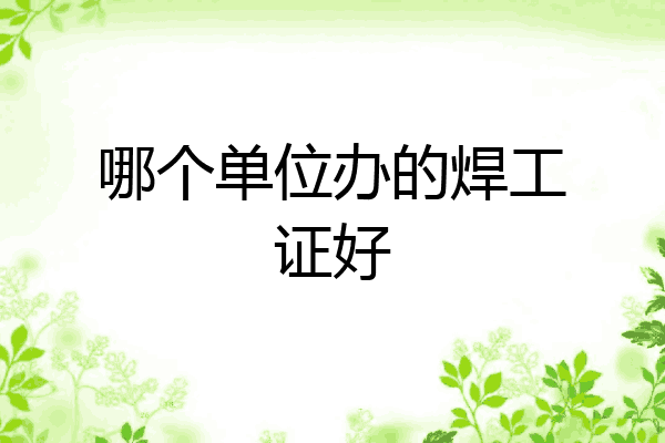 哪个单位办的焊工证好