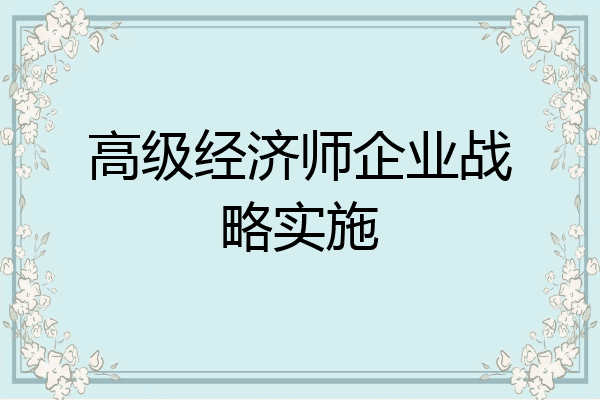 高级经济师企业战略实施