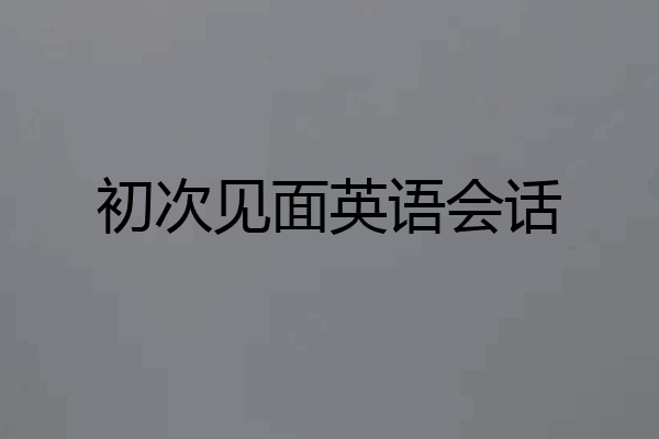 初次见面英语会话