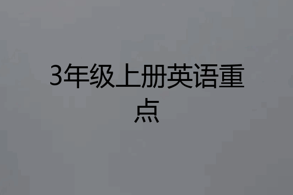 3年级上册英语重点