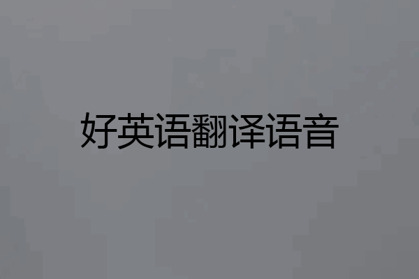 好英语翻译语音
